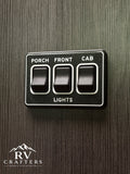 Clean Switch Lights: Porch/Front/Cab - Triple Switch Plate
